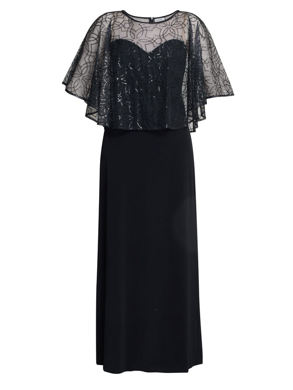 Anoushka Maxi Dress With Sheer Beaded Cape