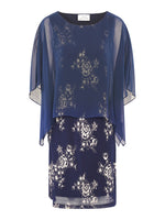 Anne Foil Dress With Chiffon Cape