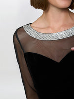 Lana Velvet Dress With Sheer Sleeves And Neckline