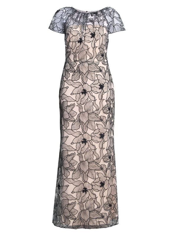 Marie-Claire Floral Embroidered Mesh Maxi Dress