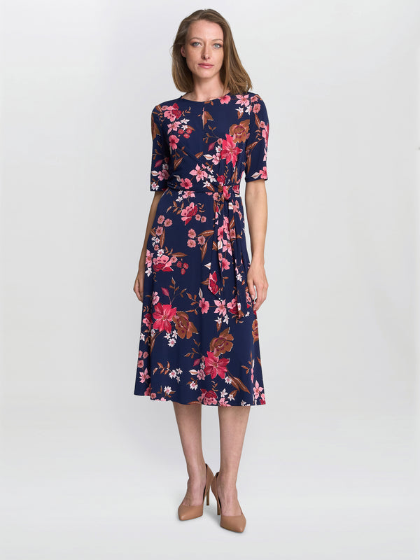 Lou Floral Print Midi Dress