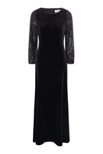 Pauline Velvet Maxi Dress With Sequin Sleeves