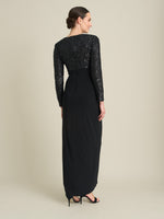 Steffi Sequin Ruched Draped Maxi Dress