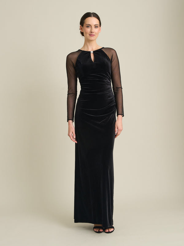 Sheridan Velvet Maxi Dress With Sheer Sleeves