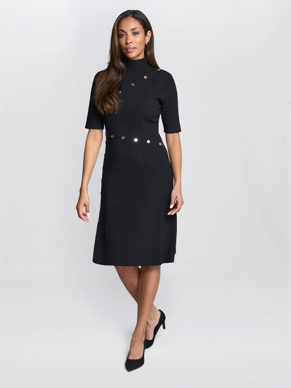Vickie Button Detail Knit Dress