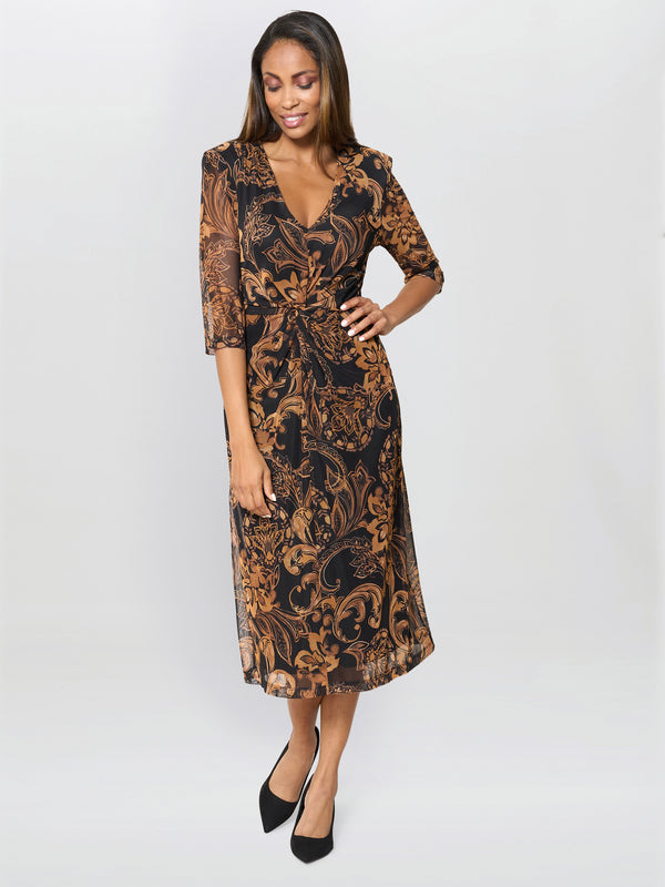 Yvette Burnt Bronze Midi Dress