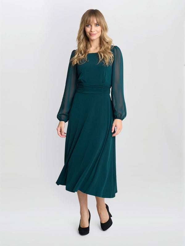 Piper Jersey And Chiffon Midi Dress