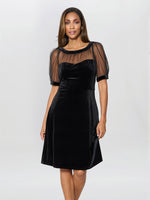 Capri Velvet Dress With Sheer Shoulders