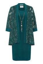 Charlee Embroidered Lace Dress And Jacket With Detachable Necklace