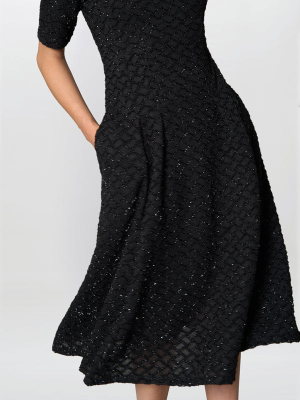Charly Textured Fit And Flare Midi Dress