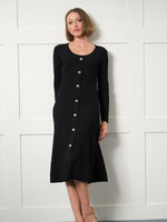 Cher Button Front Knit Midi Dress