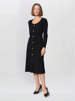 Cher Button Front Knit Midi Dress