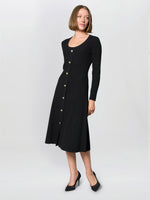 Cher Button Front Knit Midi Dress