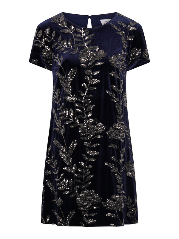 Cleopatra Embroidered Velvet Dress