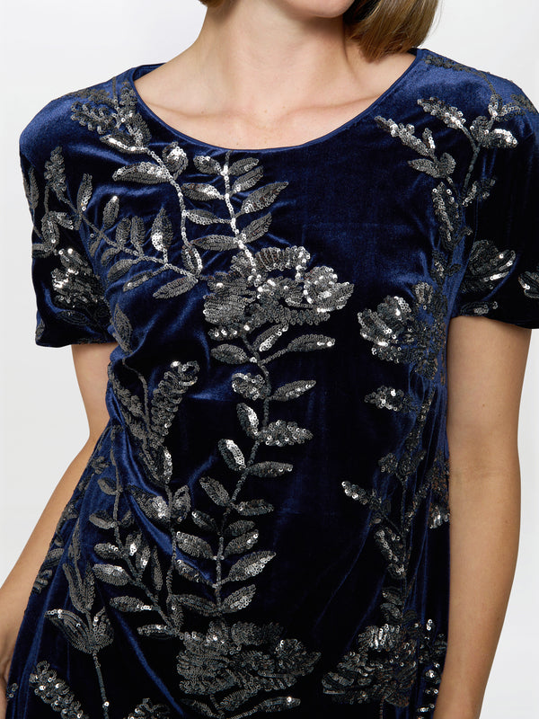 Cleopatra Embroidered Velvet Dress