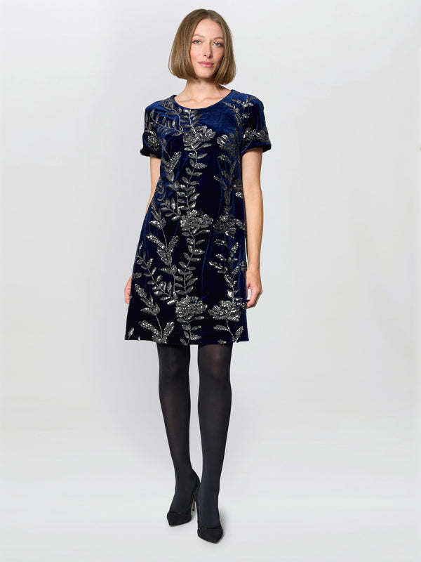 Cleopatra Embroidered Velvet Dress