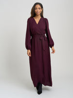 Gena Bow Wrap Long Sleeve Maxi Dress