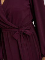 Gena Bow Wrap Long Sleeve Maxi Dress
