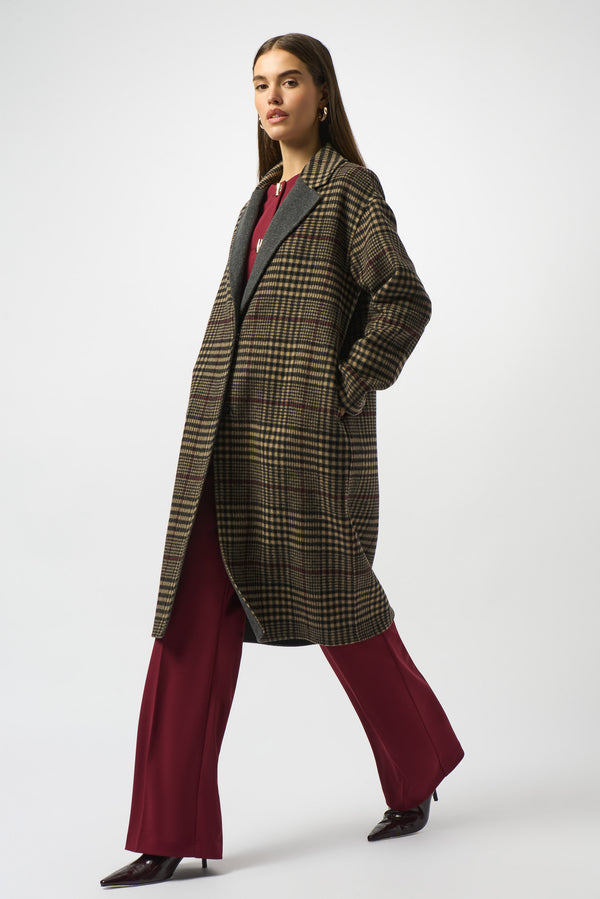 Joseph Ribkoff Wool Blend Plaid Double-Faced Coat