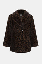 Joseph Ribkoff Faux Fur Leopard Print Double-Breasted Coat