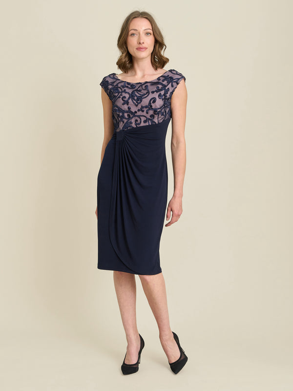 Jana Embroidered Neck Cocktail Dress