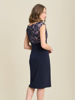 Jana Embroidered Neck Cocktail Dress