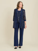 Joelle Embroidered Two Piece Trouser Suit With Detachable Necklace