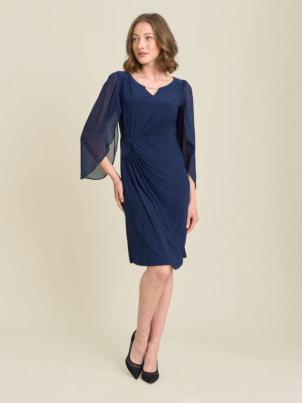 Maddy Diamante Trim Dress With Chiffon Sleeves