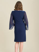 Maddy Diamante Trim Dress With Chiffon Sleeves
