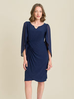 Maddy Diamante Trim Dress With Chiffon Sleeves