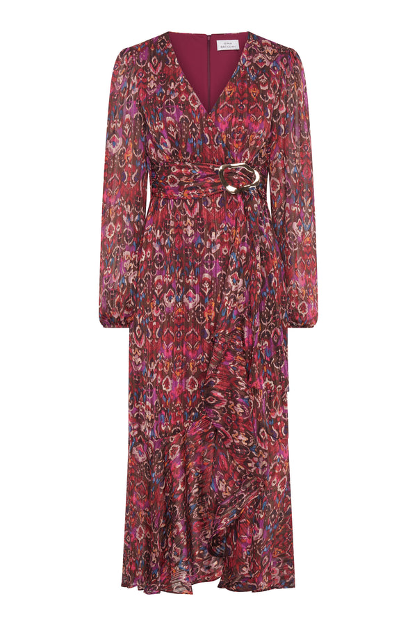 Sharron Printed Wrap Midi Dress
