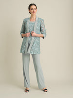 Joelle Embroidered Two Piece Trouser Suit With Detachable Necklace