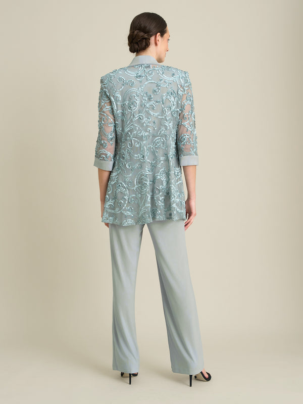 Joelle Embroidered Two Piece Trouser Suit With Detachable Necklace