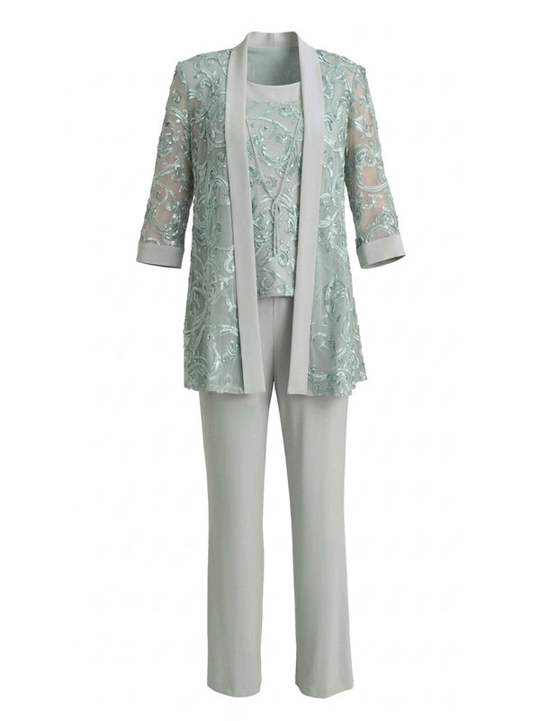Joelle Embroidered Two Piece Trouser Suit With Detachable Necklace