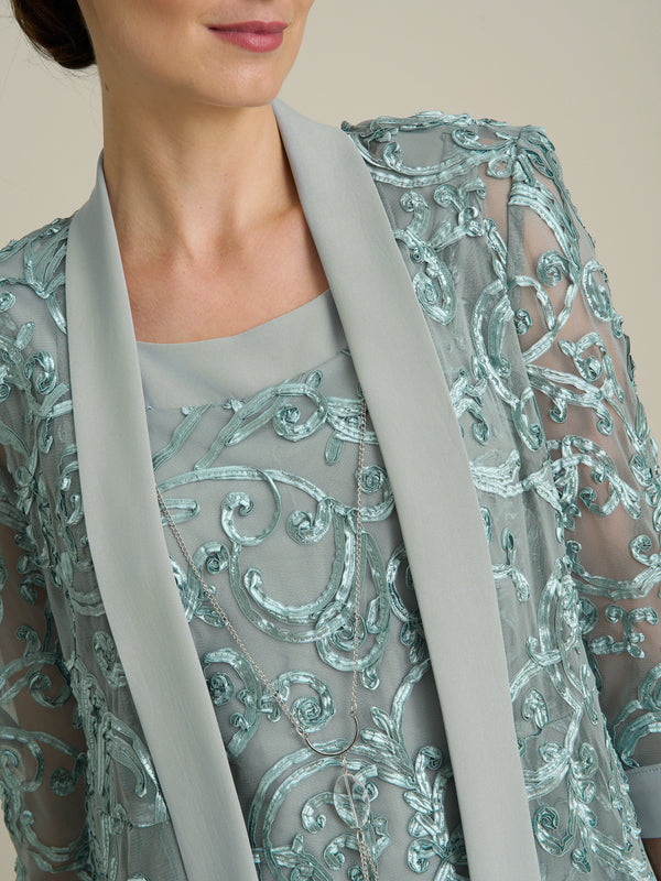 Joelle Embroidered Two Piece Trouser Suit With Detachable Necklace