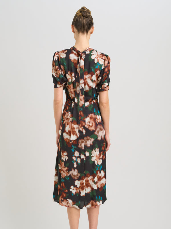 Taryn Floral Print High Neck Midi Dress