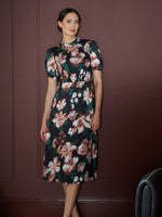 Taryn Floral Print High Neck Midi Dress
