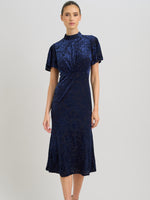 Sallie High Neck Velvet Midi Dress