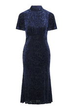 Sallie High Neck Velvet Midi Dress
