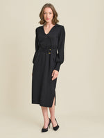 Tia Midi Dress With Belt & Long Sleeves