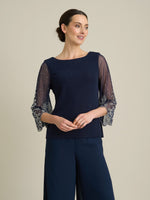 Tilly Embellished Sheer Sleeve Top