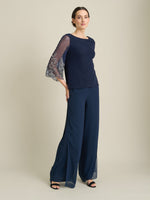 Tilly Embellished Sheer Sleeve Top