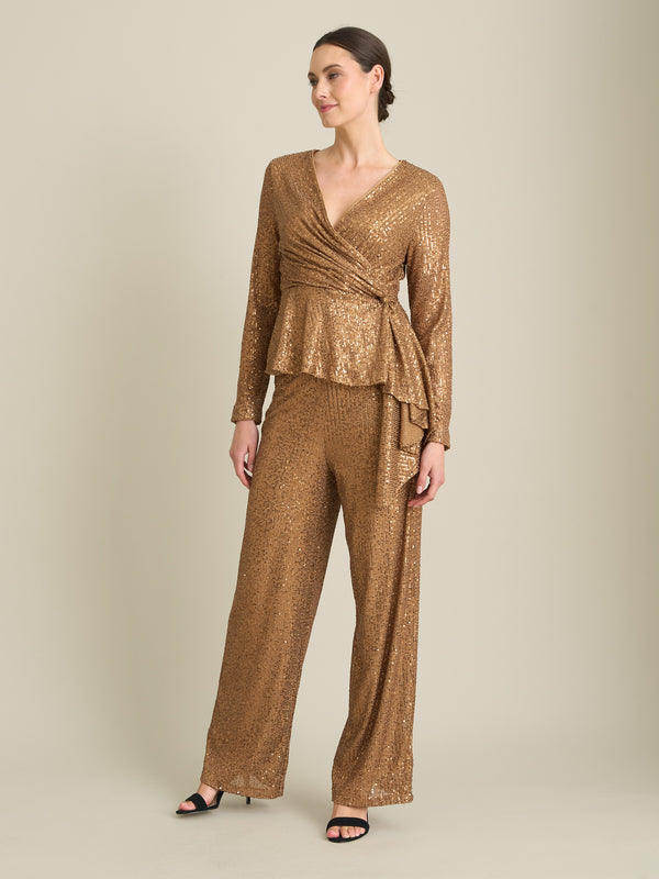 Pixie Sequin Blouse with Faux wrap Front