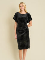 Iris Studded Draped Velvet Midi Dress