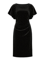 Iris Studded Draped Velvet Midi Dress