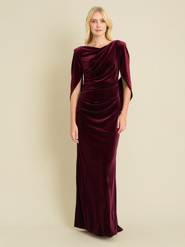 Shakira Velvet Maxi Dress With Back Piece