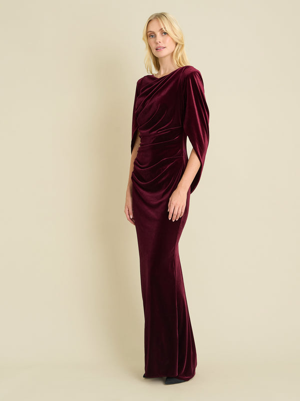 Shakira Velvet Maxi Dress With Back Piece