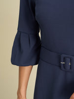 Viv Jewel Neck Belted Flare Dress