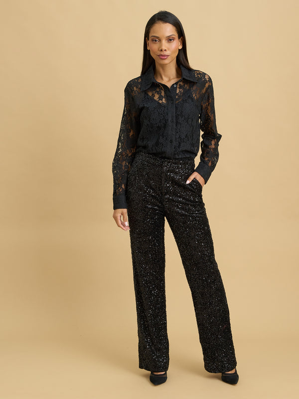 Clarke Sequin Fabric Trousers