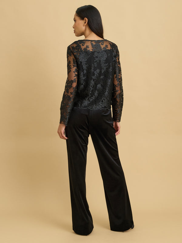 Rixa Long Sleeves Scallop Hem Top